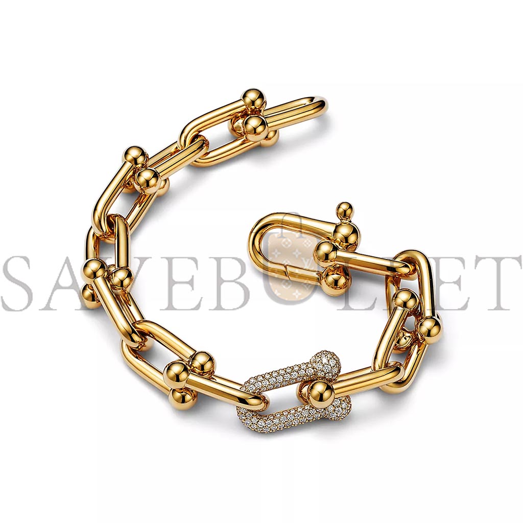 TIFFANY LARGE LINK BRACELET IN YELLOW GOLD WITH DIAMONDS 